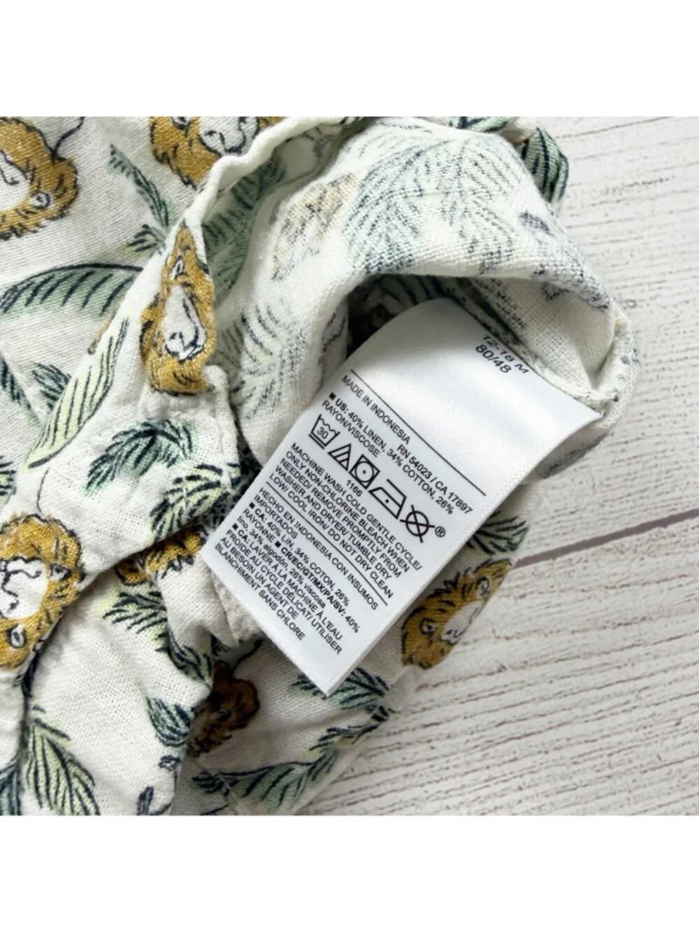 Old Navy Baby Sleeveless Jungle Print Romper Linen Blend Fabric 12-18 Months